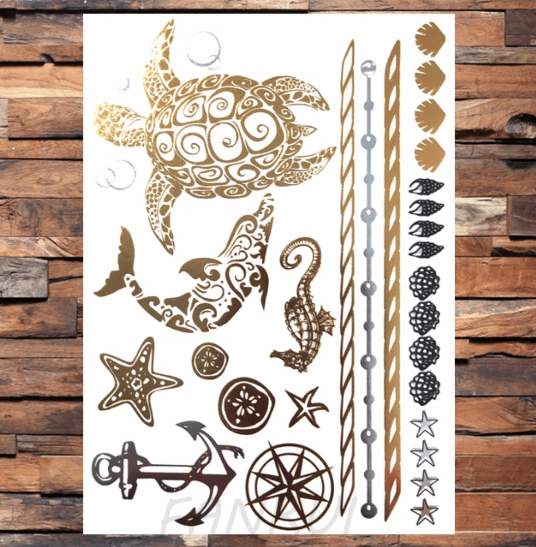 Waterproof Temporary Tattoo Sticker (Gloden No.33-48) | Tsuki