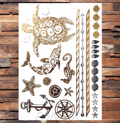 Waterproof Temporary Tattoo Sticker (Gloden No.33-48) | Tsuki