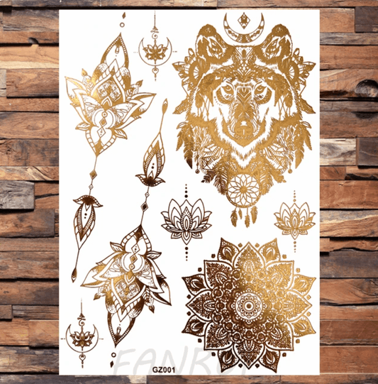 Waterproof Temporary Tattoo Sticker (Golden No.1-16) | Tsuki