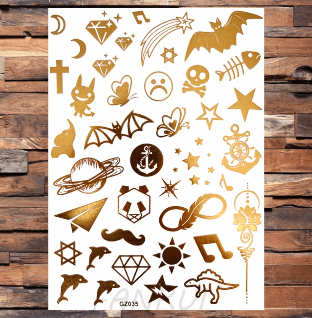 Waterproof Temporary Tattoo Sticker (Gloden No.33-48) | Tsuki