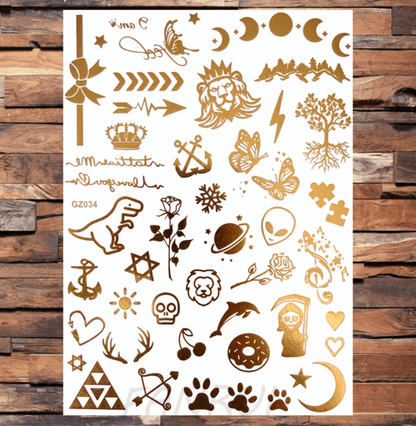 Waterproof Temporary Tattoo Sticker (Gloden No.33-48) | Tsuki